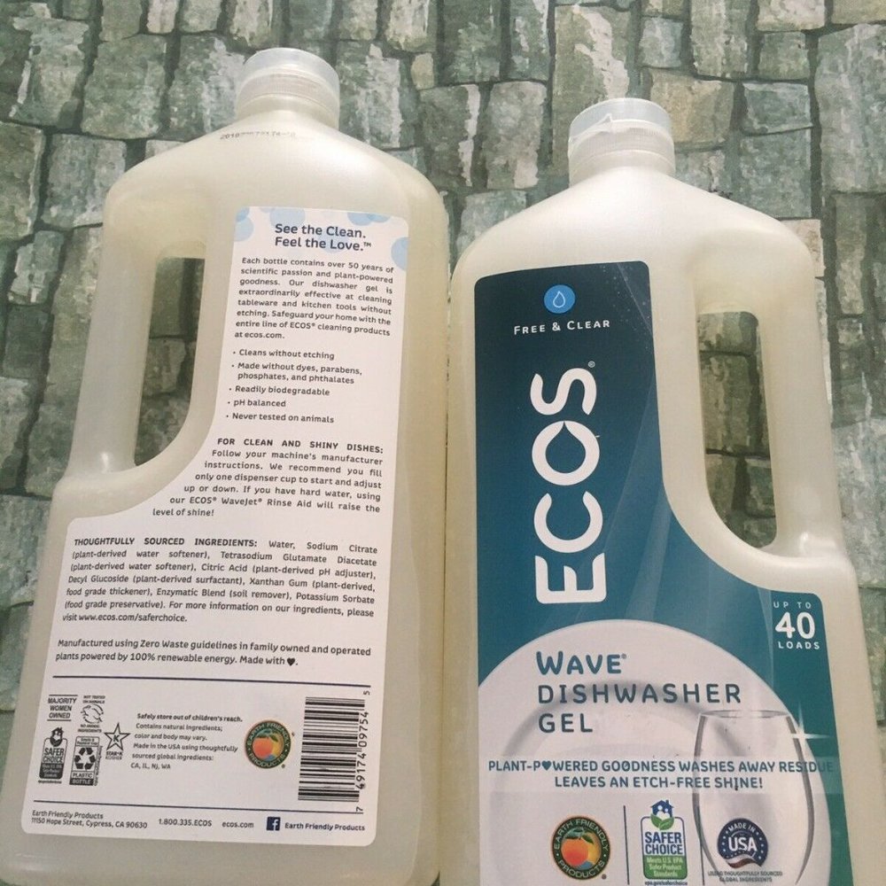 2X Wave 40oz. Free and Clear Automatic Dishwasher Detergent Gel by ECOS